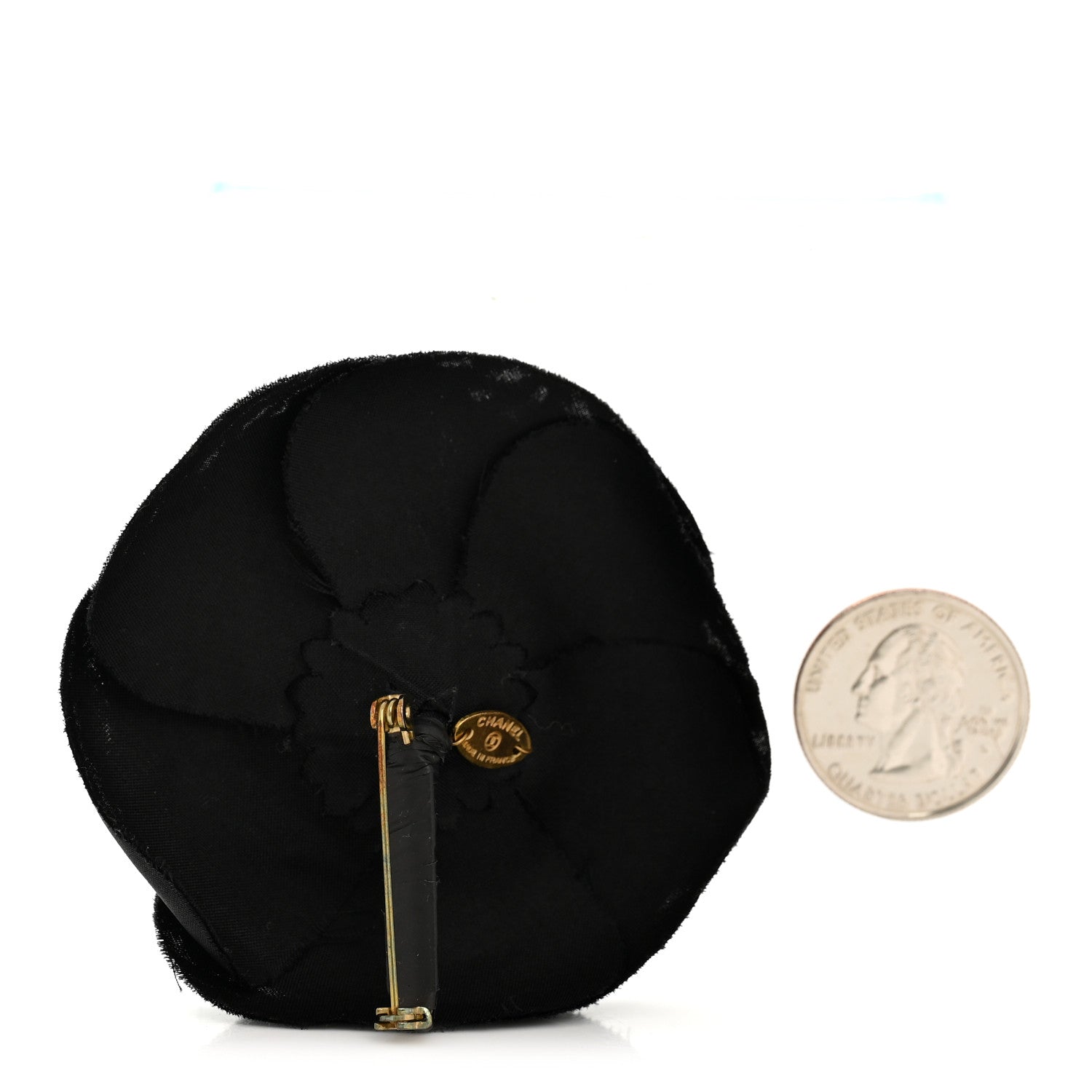 Fabric Camellia Brooch Black