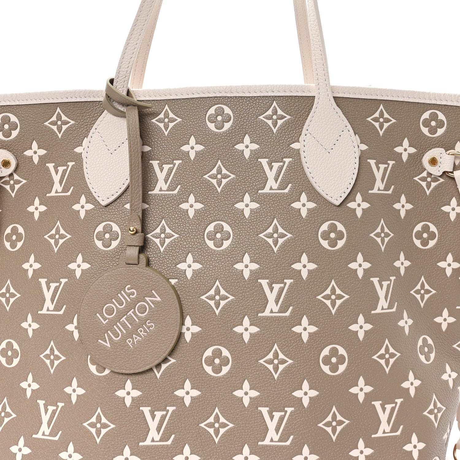 Louis Vuitton Empreinte Monogram Spring In The City Neverfull MM Kaki Beige Cream