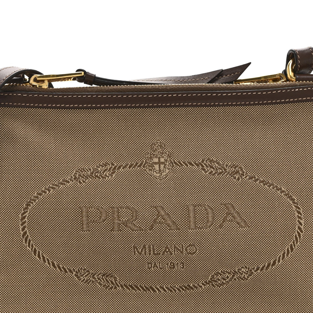 Prada Jacquard Logo Flat Crossbody Bag Corda Bruciato