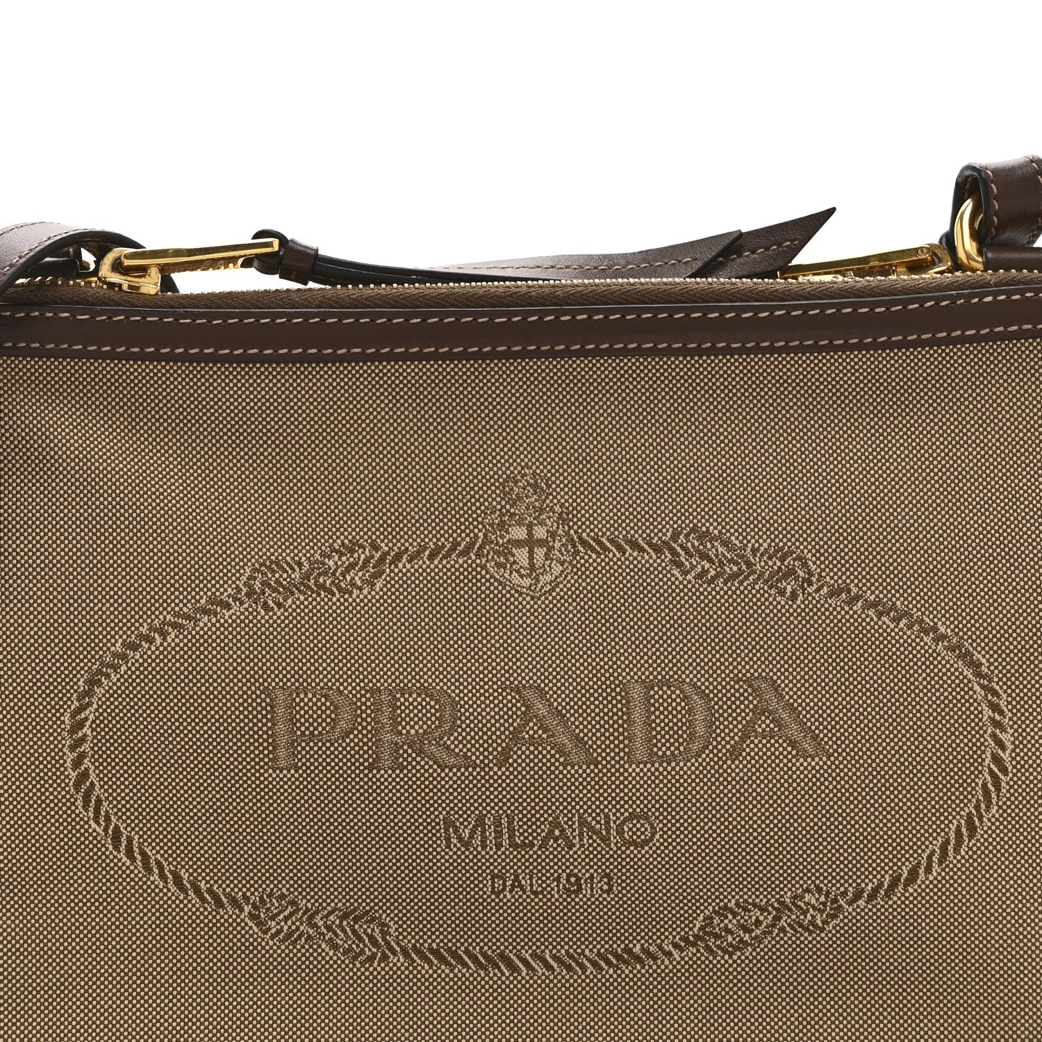 Prada Jacquard Logo Flat Crossbody Bag Corda Bruciato