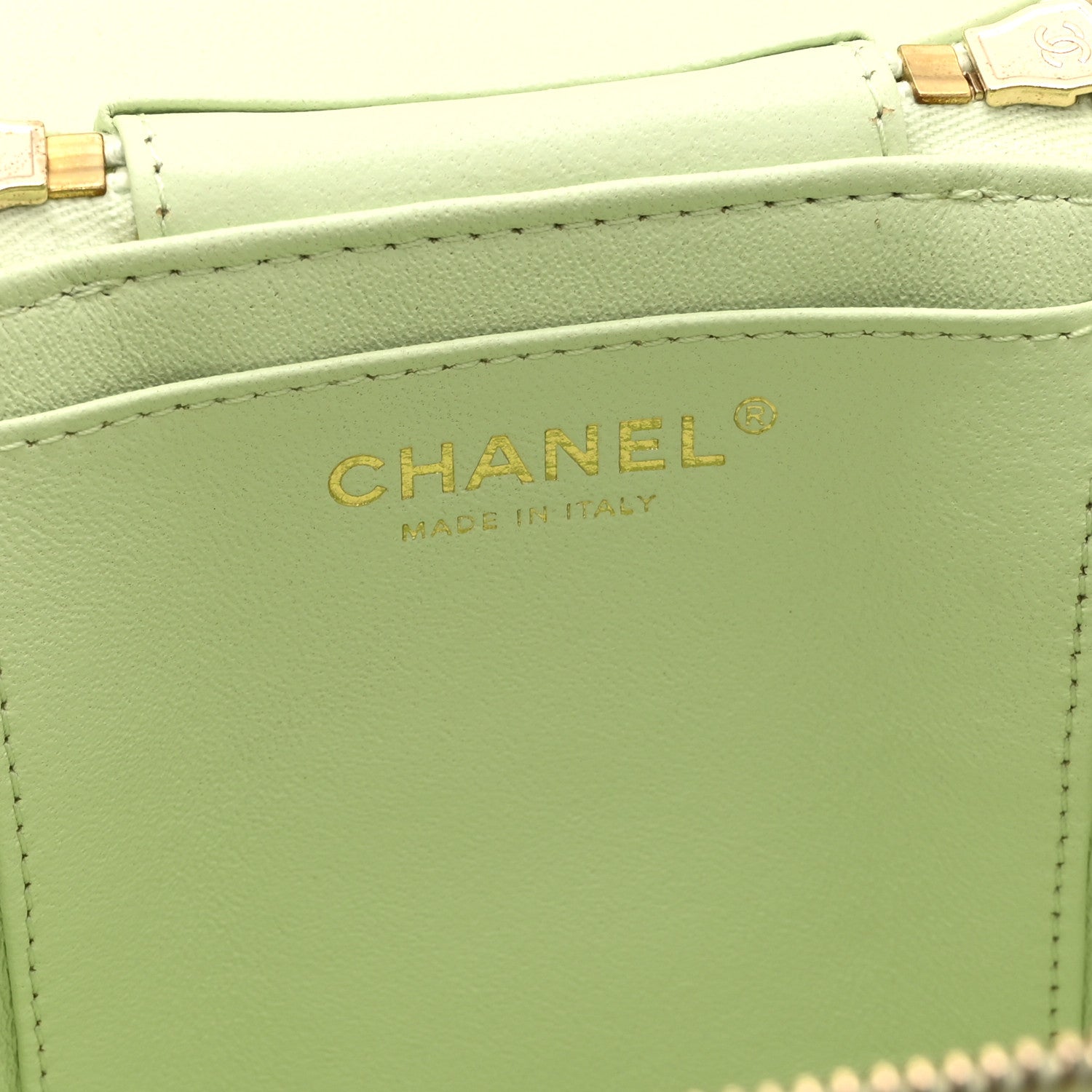 Chanel Lambskin Quilted Trendy Vanity Case Sea Green