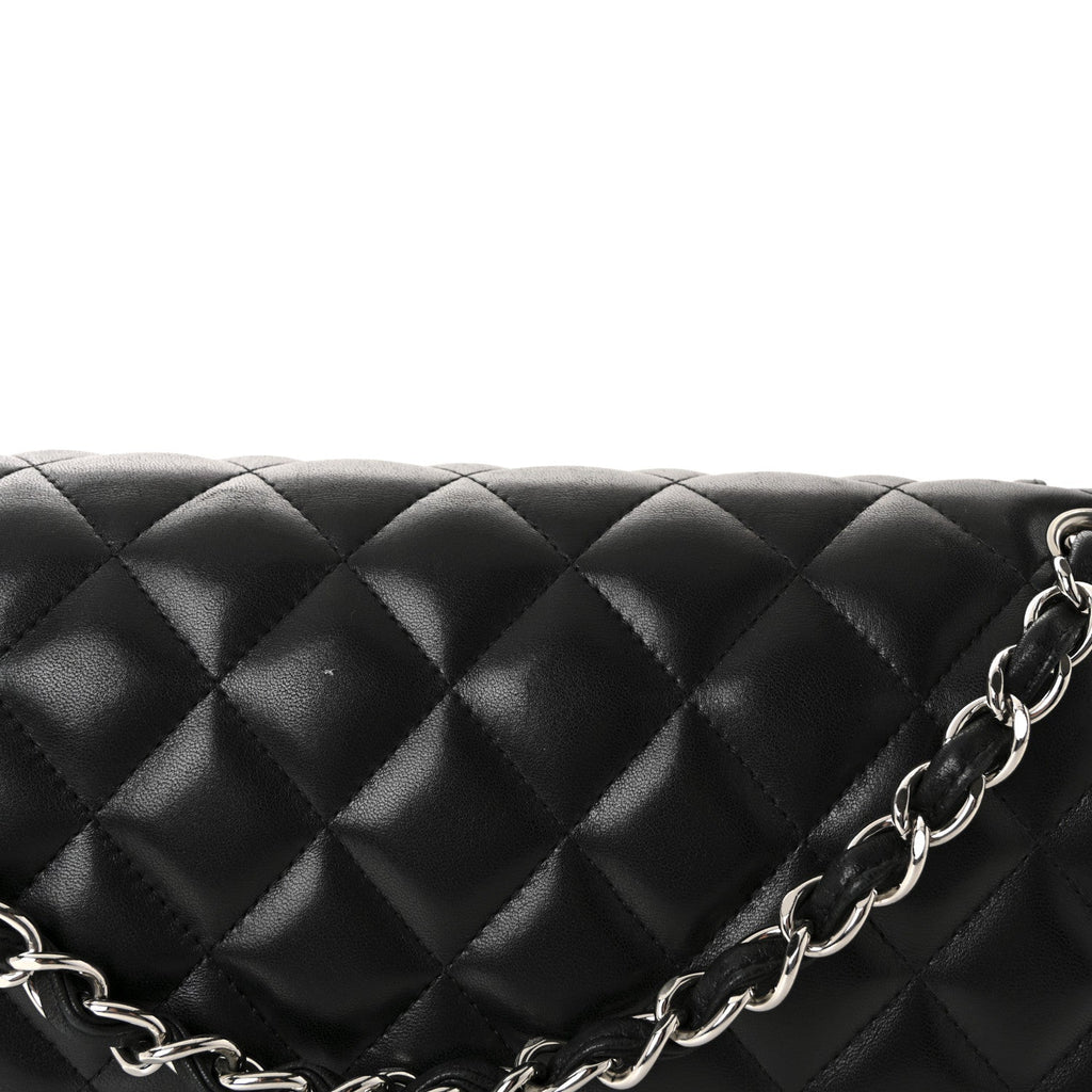 Chanel Lambskin Quilted Jumbo Double Flap Black