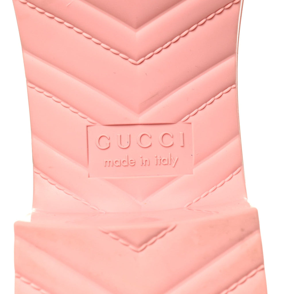Gucci Rubber Gucci Logo Womens Platform 20/60mm Slide Sandals 38 Wild Rose