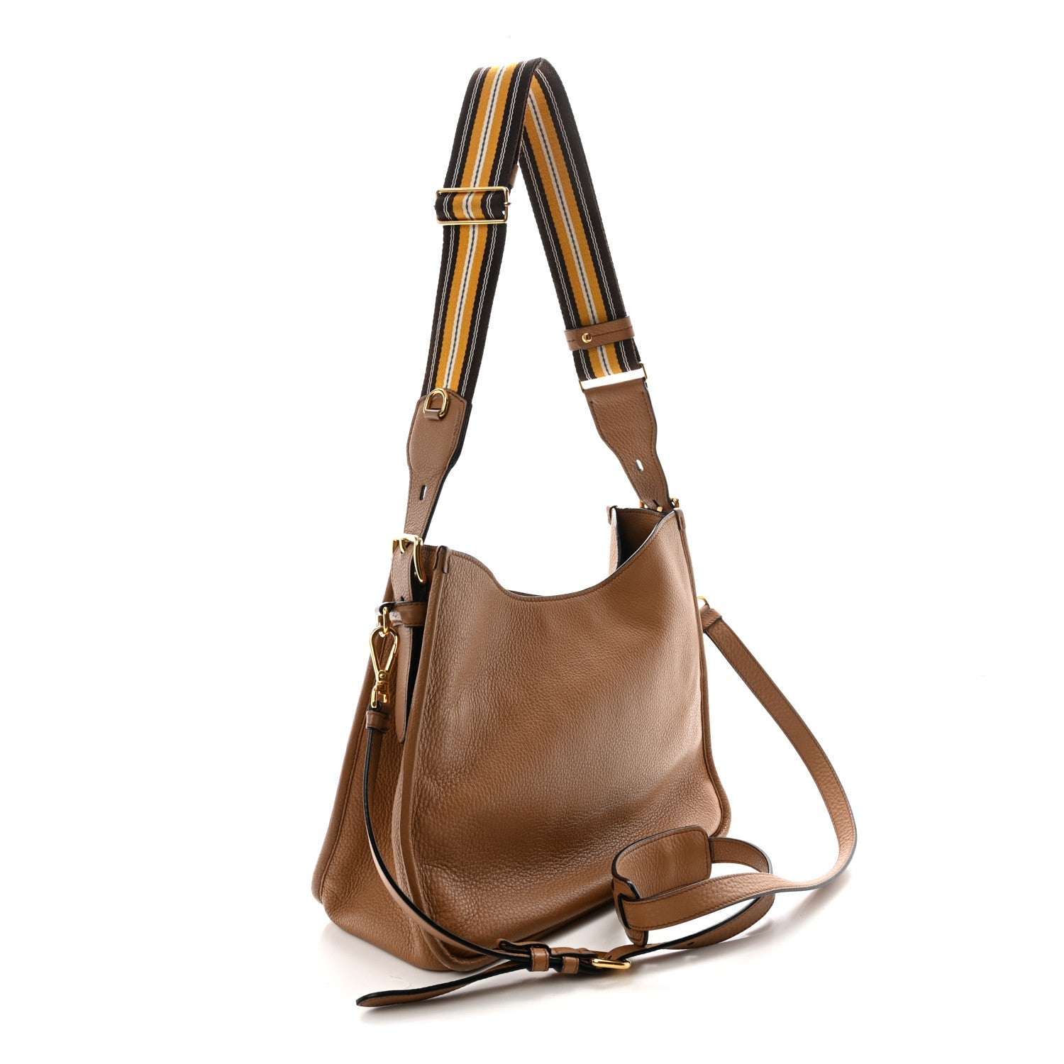Prada Vitello Daino Hobo Messenger Bag Caramel