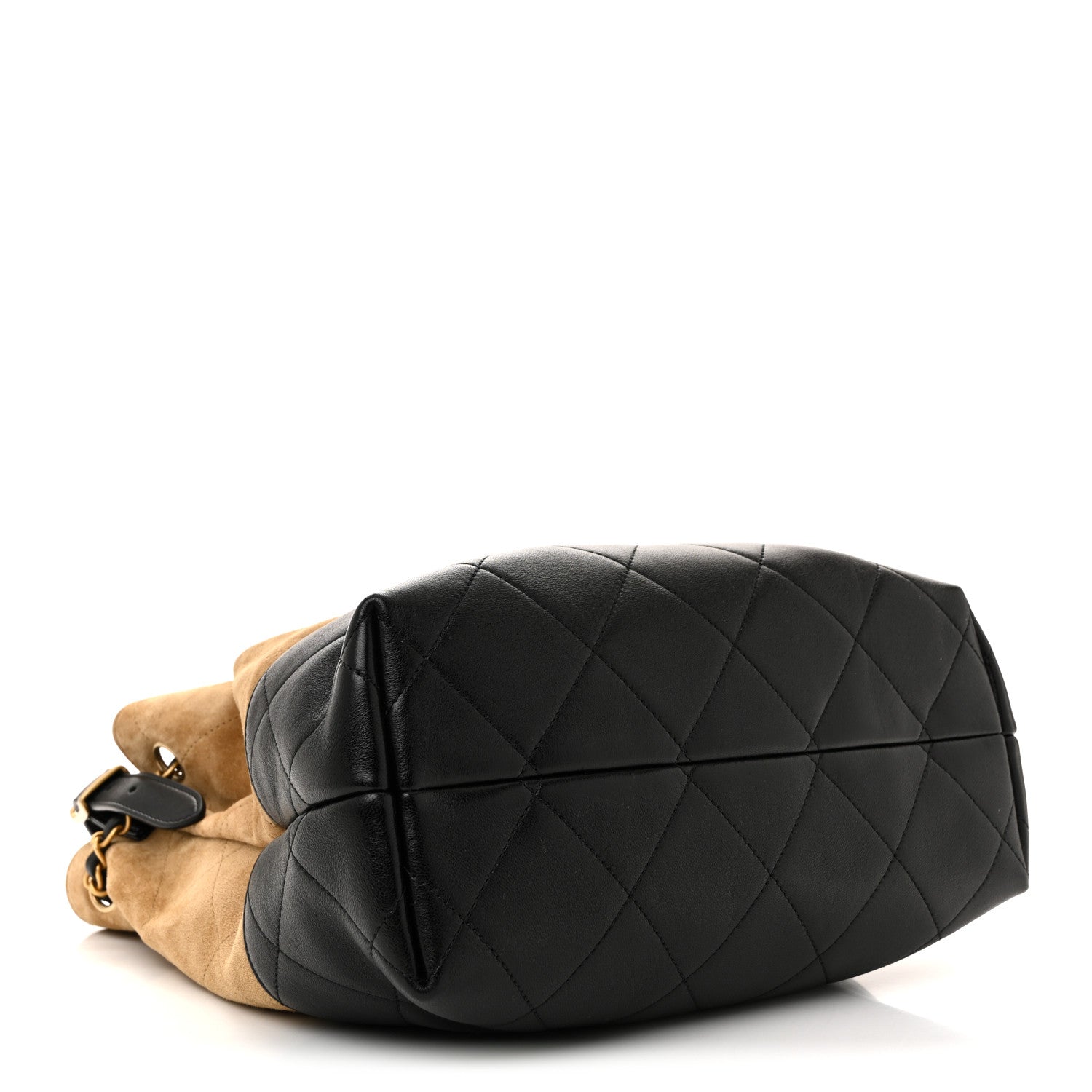 Chanel Suede Calfskin Shiny Lambskin Quilted Coco Base Shopping Bag Beige Black