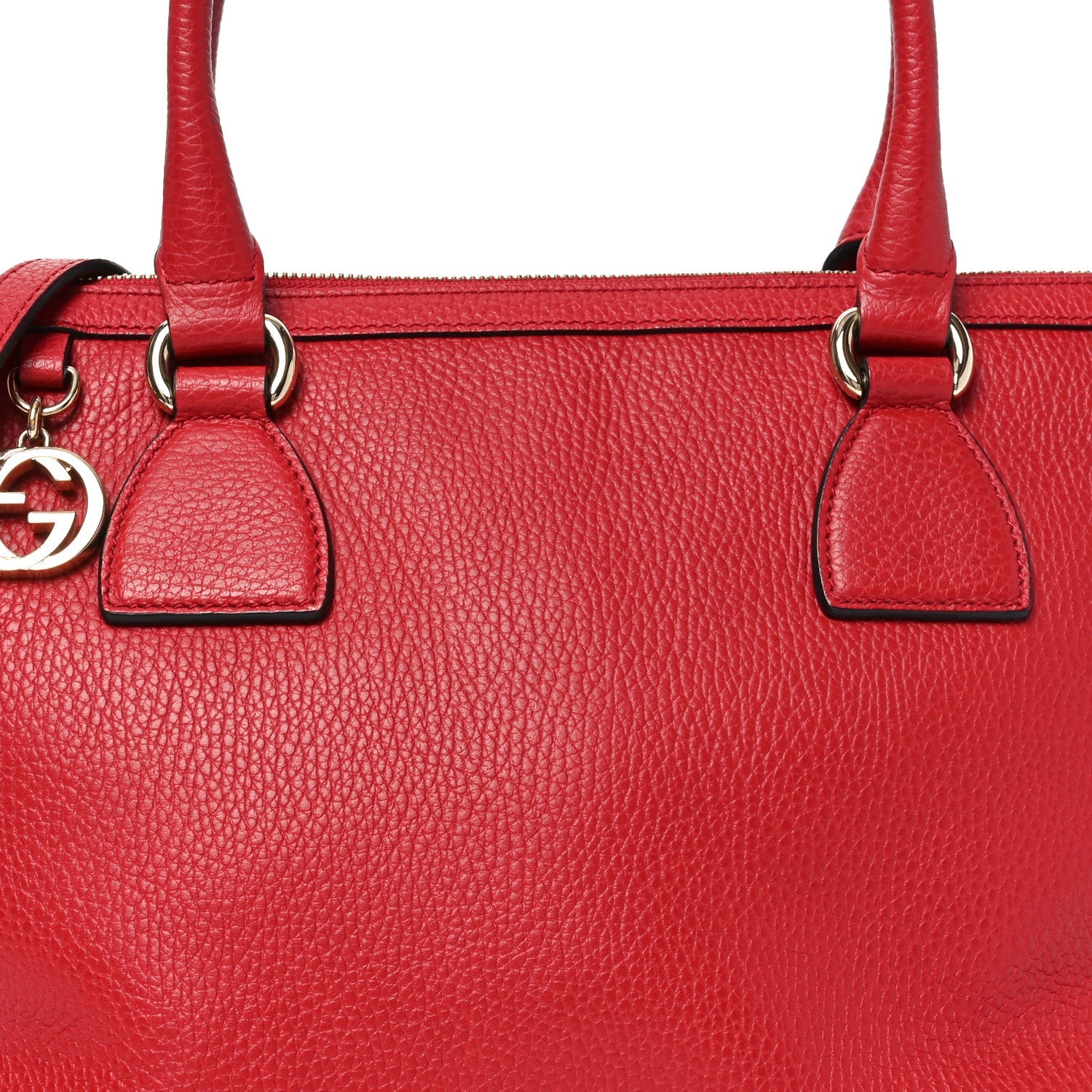Gucci Dollar Calfskin GG Charm Satchel Red