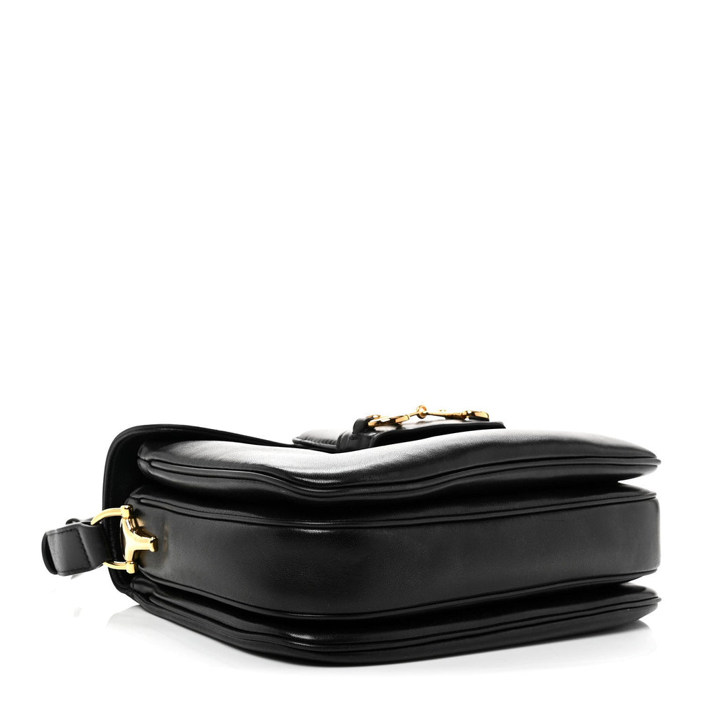 Gucci Calfskin Horsebit 1955 Aura Small Shoulder Bag Black