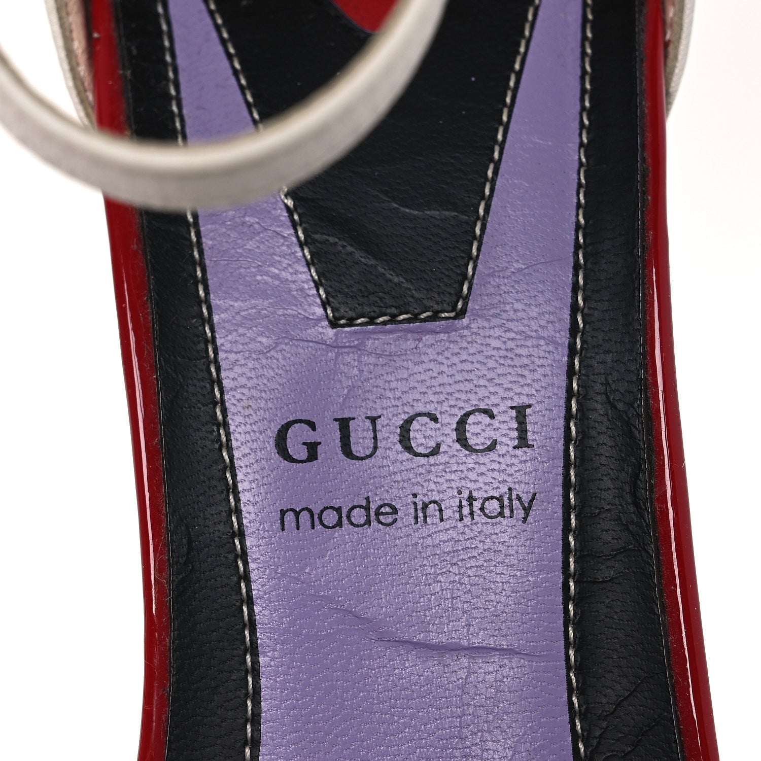 Gucci Calfskin Crystal GG Bow Sadie Spike Ankle Strap d'Orsay High Heel Pumps 35.5 White