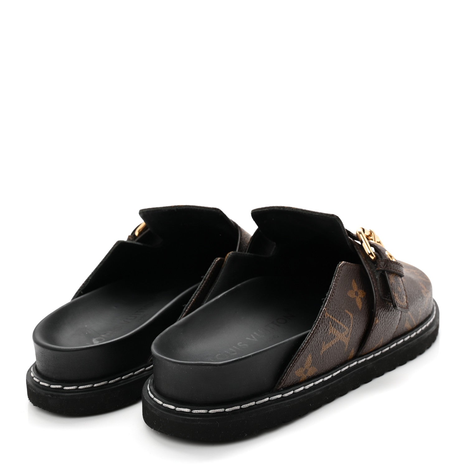 Louis Vuitton Patent Monogram Womens Cosy Flat Comfort Clog Mules 38 Brown