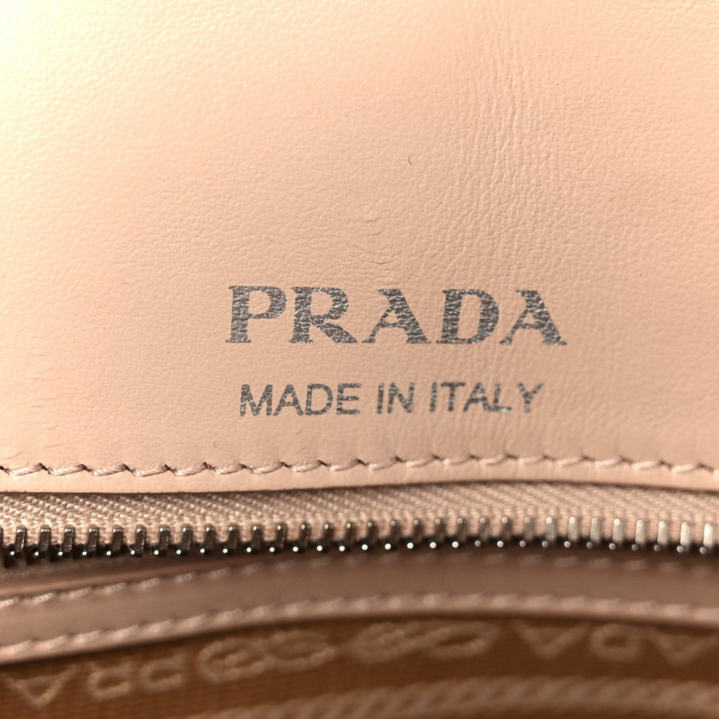 Prada Soft Calfskin Impunture Diagramme Medium Chain Flap Shoulder Bag Cipria