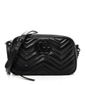 Gucci Calfskin Matelasse Monochrome Small GG Marmont Chain Shoulder Bag Black