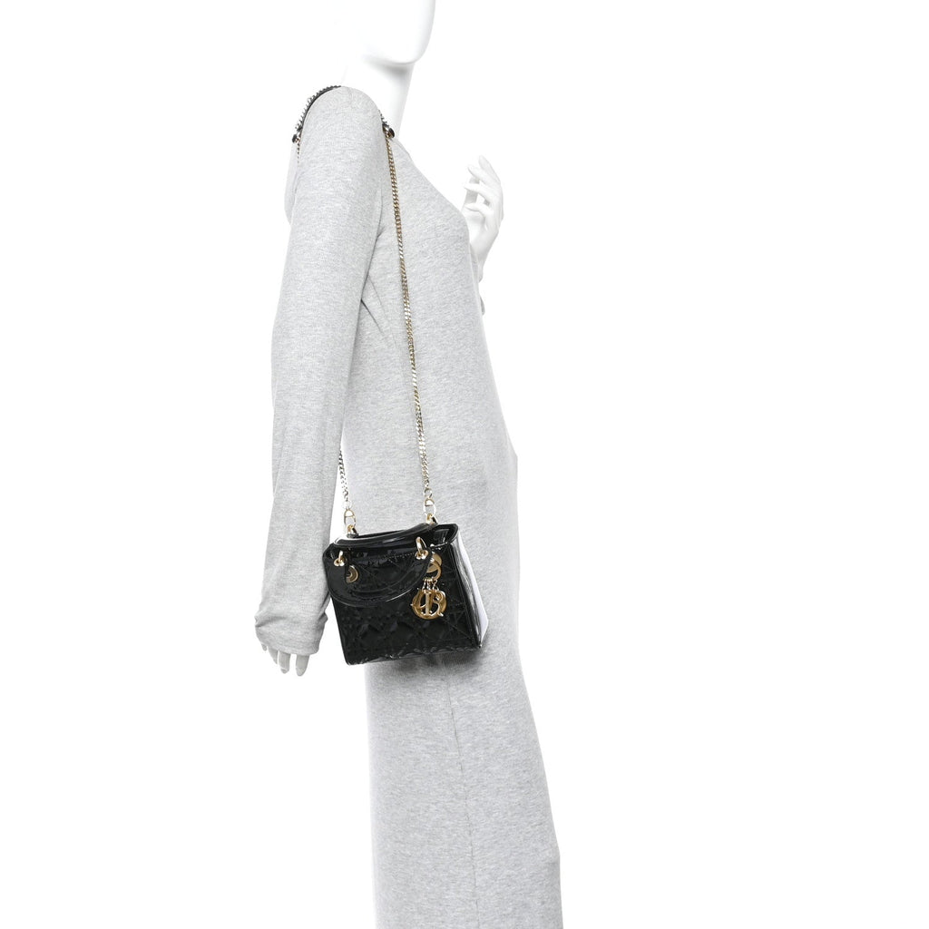 Christian Dior Patent Cannage Mini Lady Dior Black