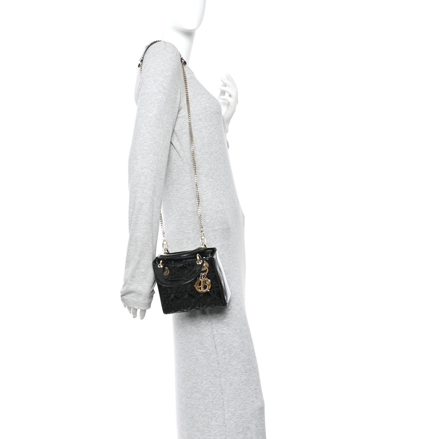 Christian Dior Patent Cannage Mini Lady Dior Black