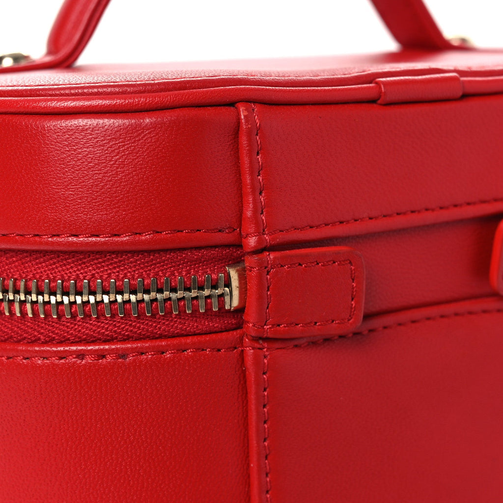 Chanel Lambskin Timeless Vanity Cosmetic Case Red