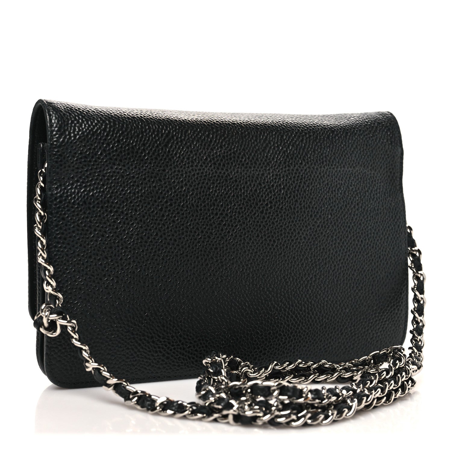 Chanel Caviar Timeless CC Wallet On Chain WOC Black