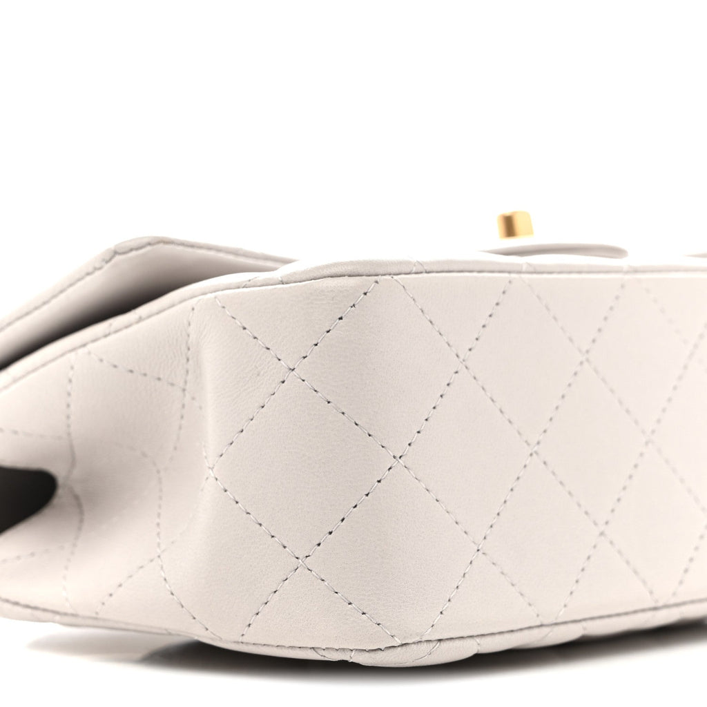Chanel Lambskin Quilted Mini Top Handle Rectangular Flap Grey