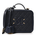 Chanel Caviar Quilted Medium CC Filigree Vanity Case Navy