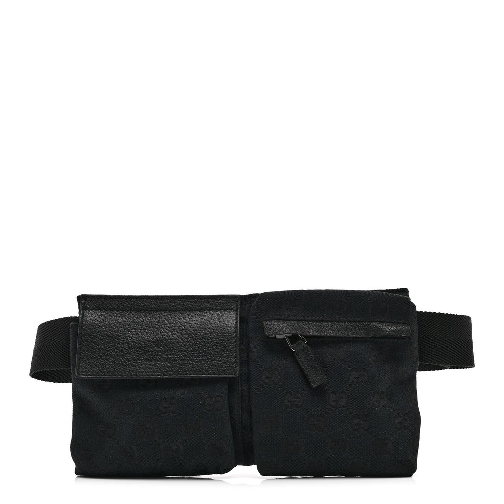 Gucci GG Monogram Double Pocket Belt Bag Black