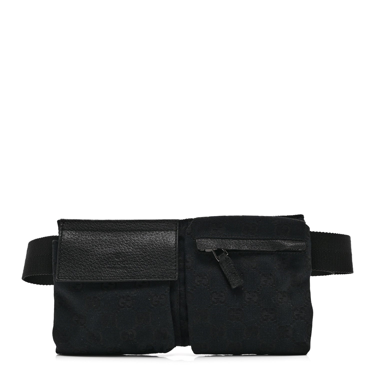 Gucci GG Monogram Double Pocket Belt Bag Black