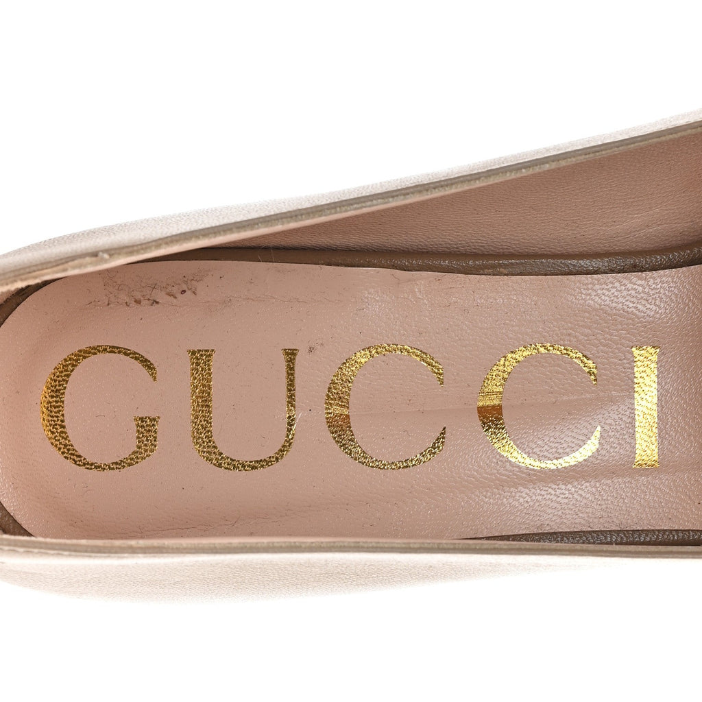 Gucci Malaga Kid Sylvie Web Chain Mid Heel Loafers 39.5 Mud