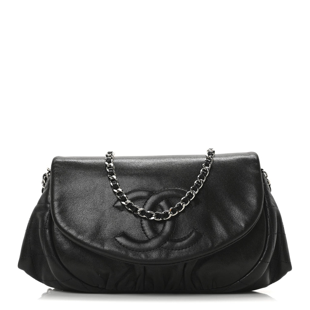Chanel Lambskin Half Moon Wallet On Chain WOC Black