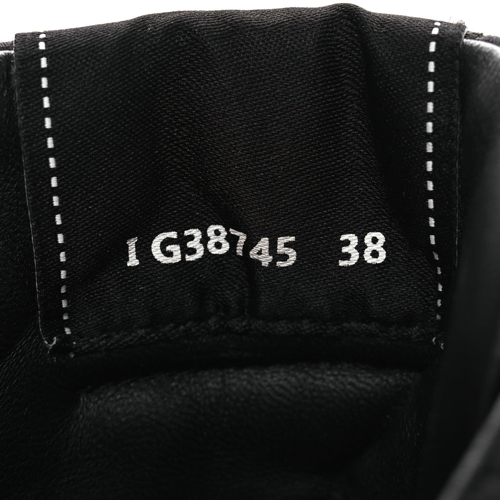 Chanel Suede Grained Calfskin CC Lace Up Boots 38 Black