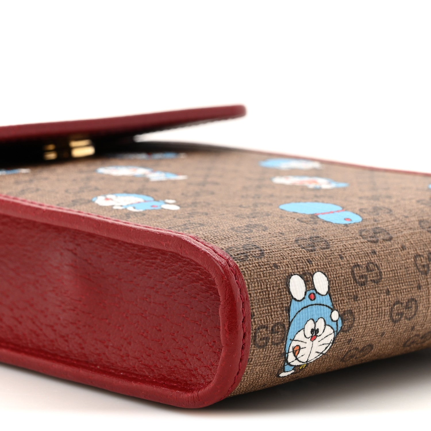 Gucci X DORAEMON Mini Vintage GG Supreme Monogram Mini Crossbody Bag Beige Cherry Red
