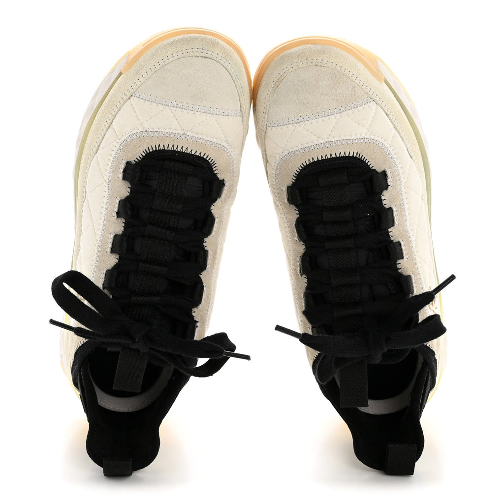 Fabric Suede Calfskin CC Sneakers 37.5 White Ivory