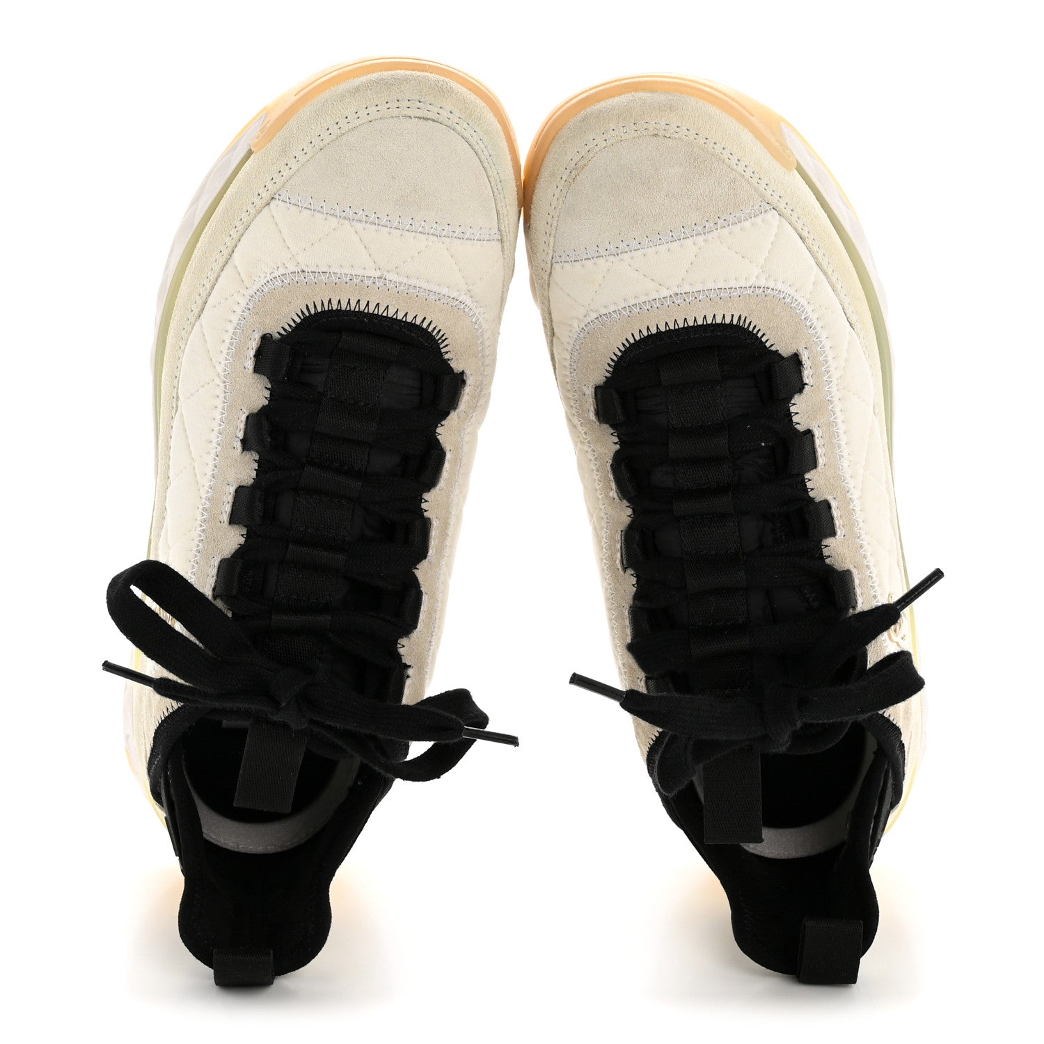 Fabric Suede Calfskin CC Sneakers 37.5 White Ivory