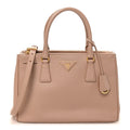 Prada Saffiano Small Galleria Double Zip Tote Cammeo