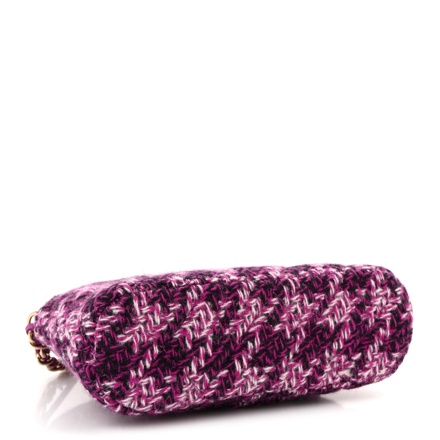 Chanel Tweed Quilted Mini Clutch With Chain Purple