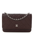 Chanel Caviar Quilted Wallet on Chain WOC Burgundy