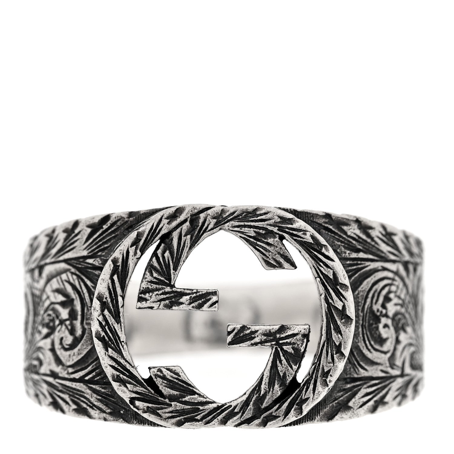 Gucci Sterling Silver Interlocking GG Signet Ring 63 10.25