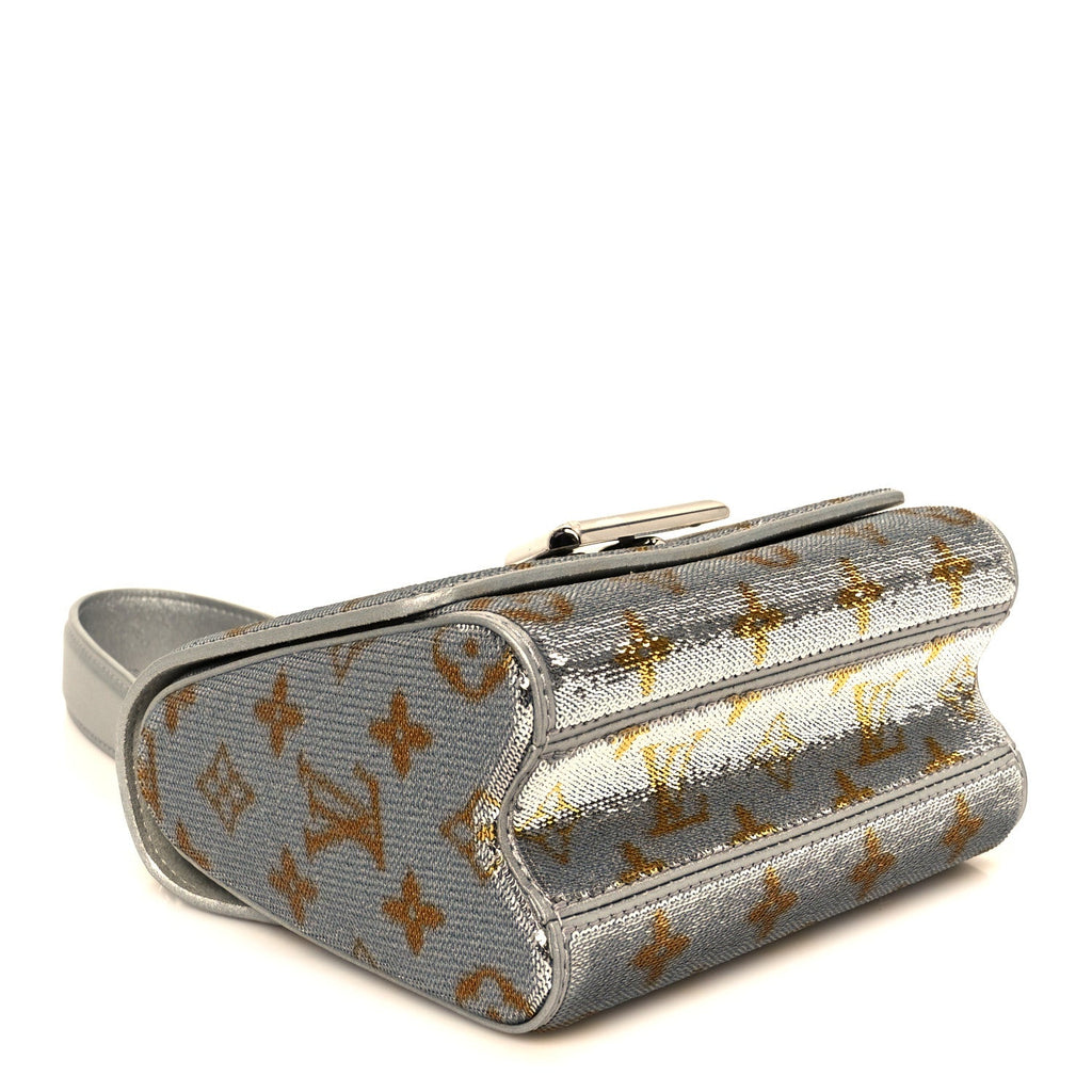 Louis Vuitton Sequins Monogram Twist Shoulder Bag PM Gold Silver