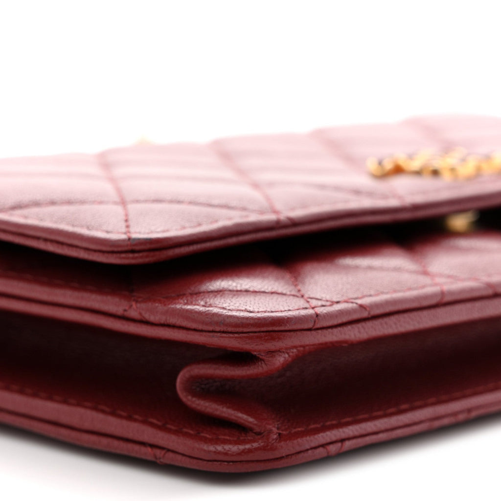 Chanel Lambskin Quilted Infinity Wallet On Chain WOC Burgundy