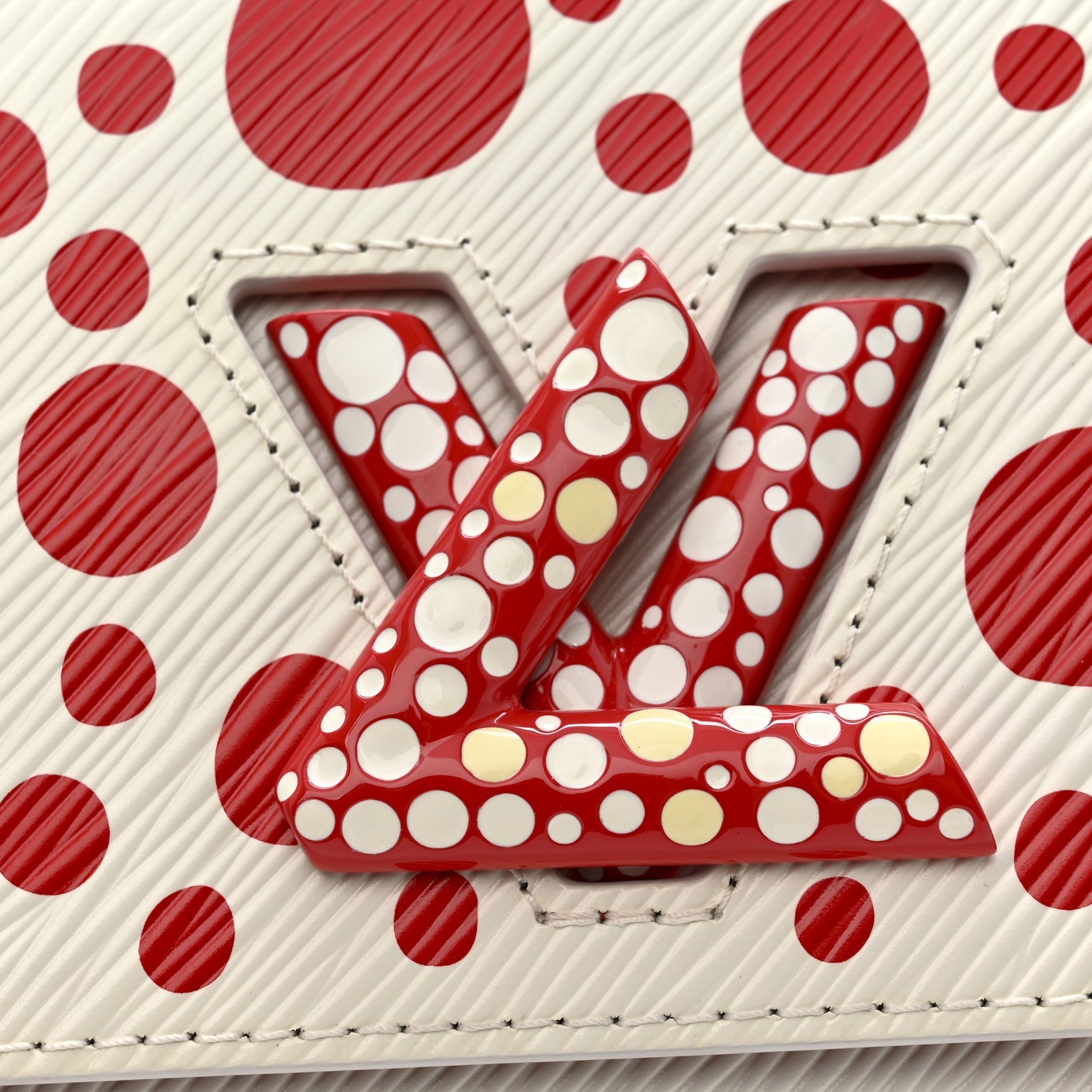 Louis Vuitton LV X YK Epi Infinity Dots Twist Shoulder Bag PM White Red