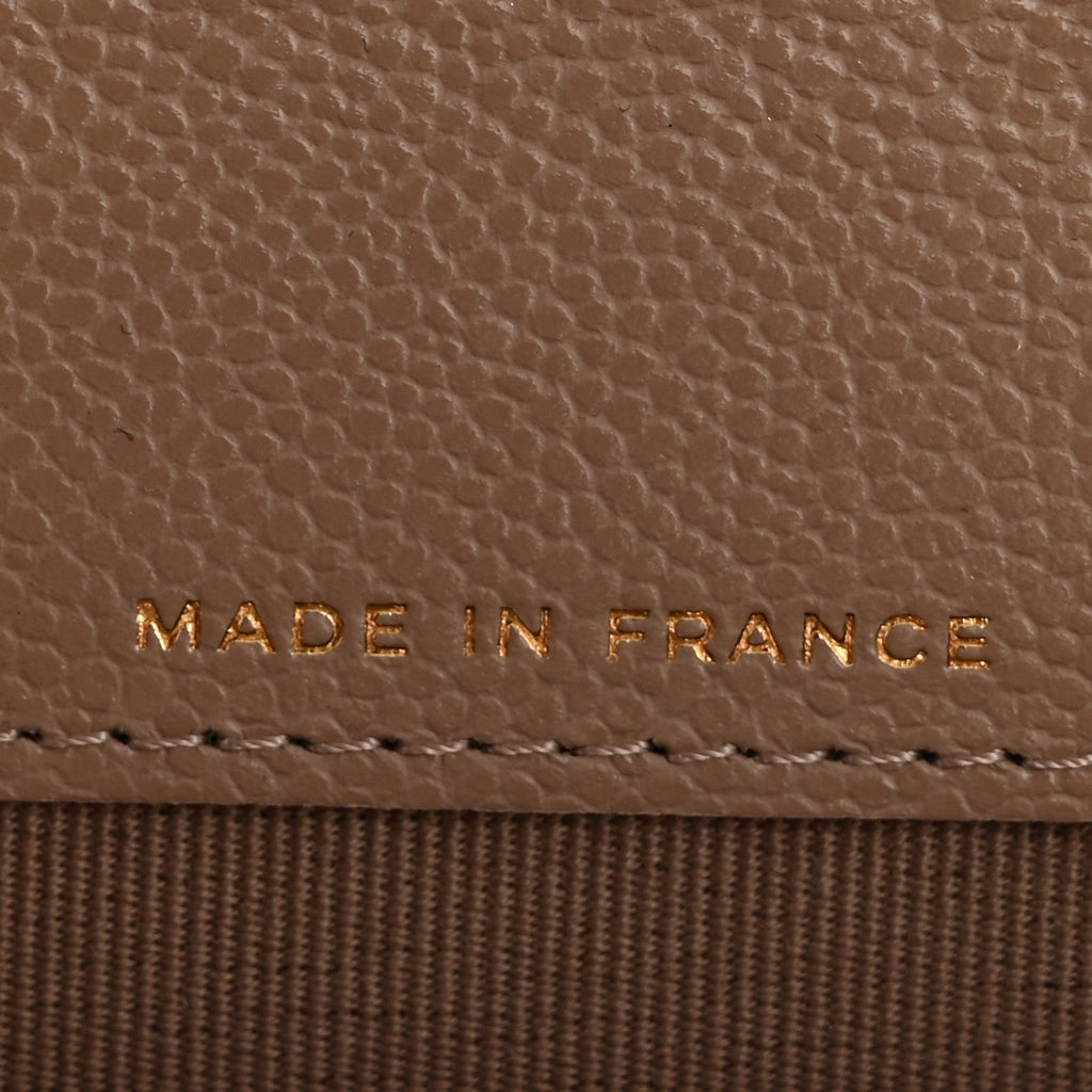 Caviar Quilted Flap Card Holder Wallet Dark Beige