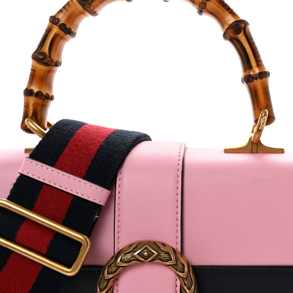 Gucci Moon Calfskin Web Medium Dionysus Bamboo Top Handle Bag Sugar Pink Blue Agata Hibiscus Red