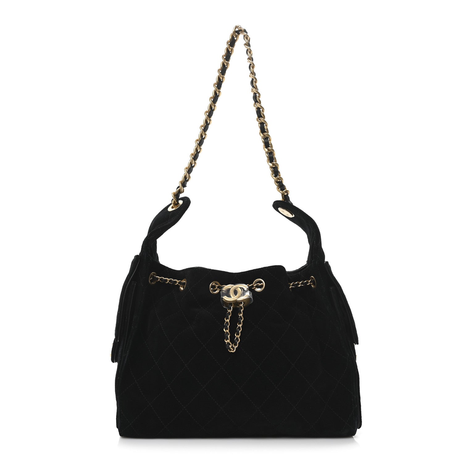 Chanel Suede Quilted Small Chanel 25 Handbag Black