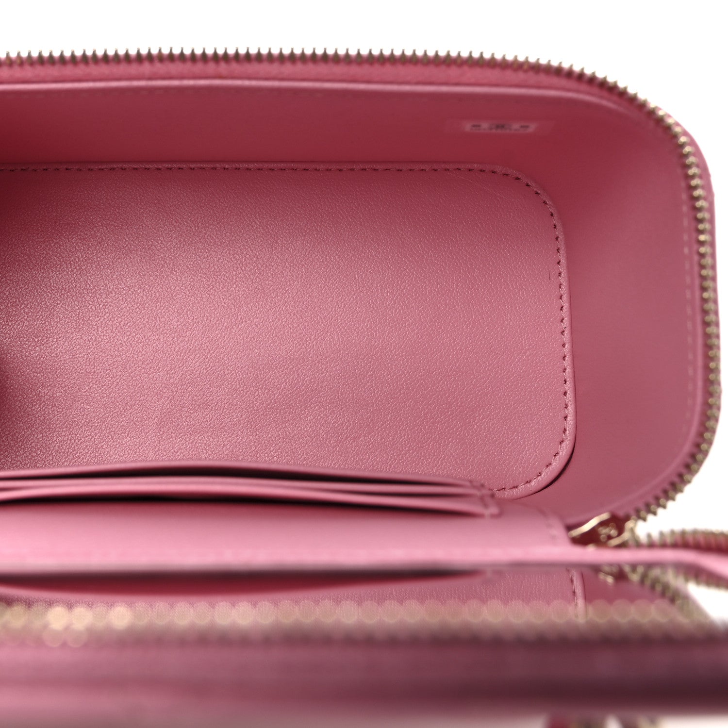 Chanel Lambskin Quilted Small Top Handle Vanity Case With Chain Pink