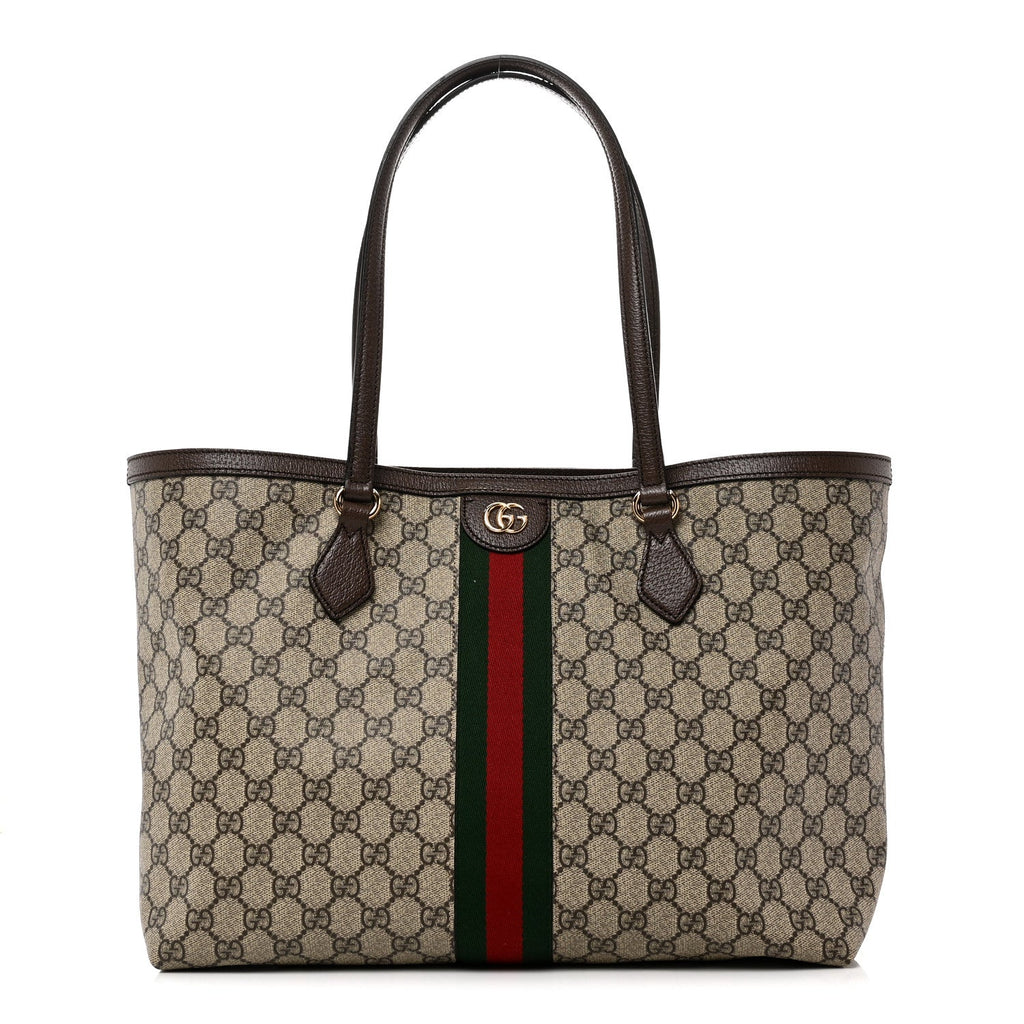 Gucci GG Supreme Monogram Medium Ophidia Shopping Tote Brown