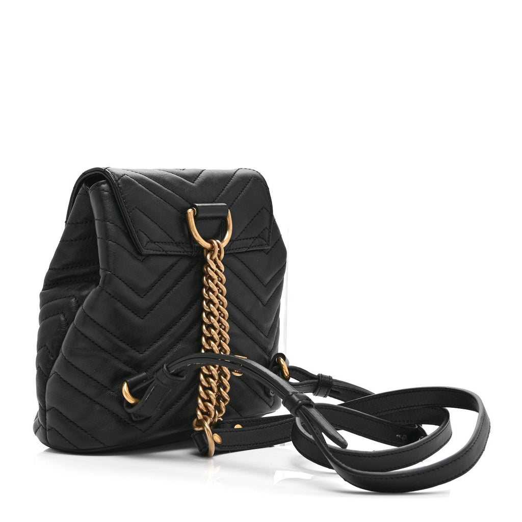 Gucci Calfskin Matelasse GG Marmont Flap Backpack Black