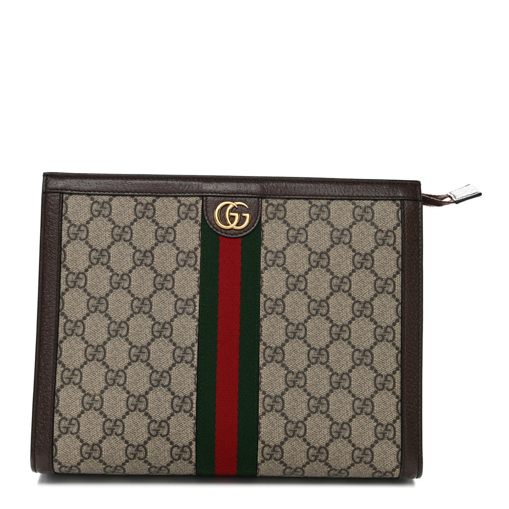 Gucci GG Supreme Monogram Web Ophidia Pouch Brown