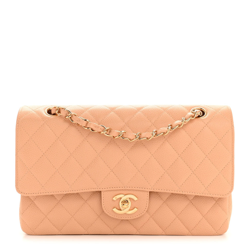 Chanel Caviar Quilted Medium Double Flap Beige Clair
