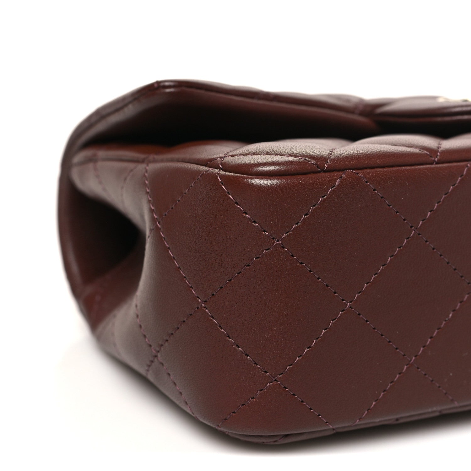 Chanel Lambskin Quilted Mini Top Handle Rectangular Flap Dark Brown