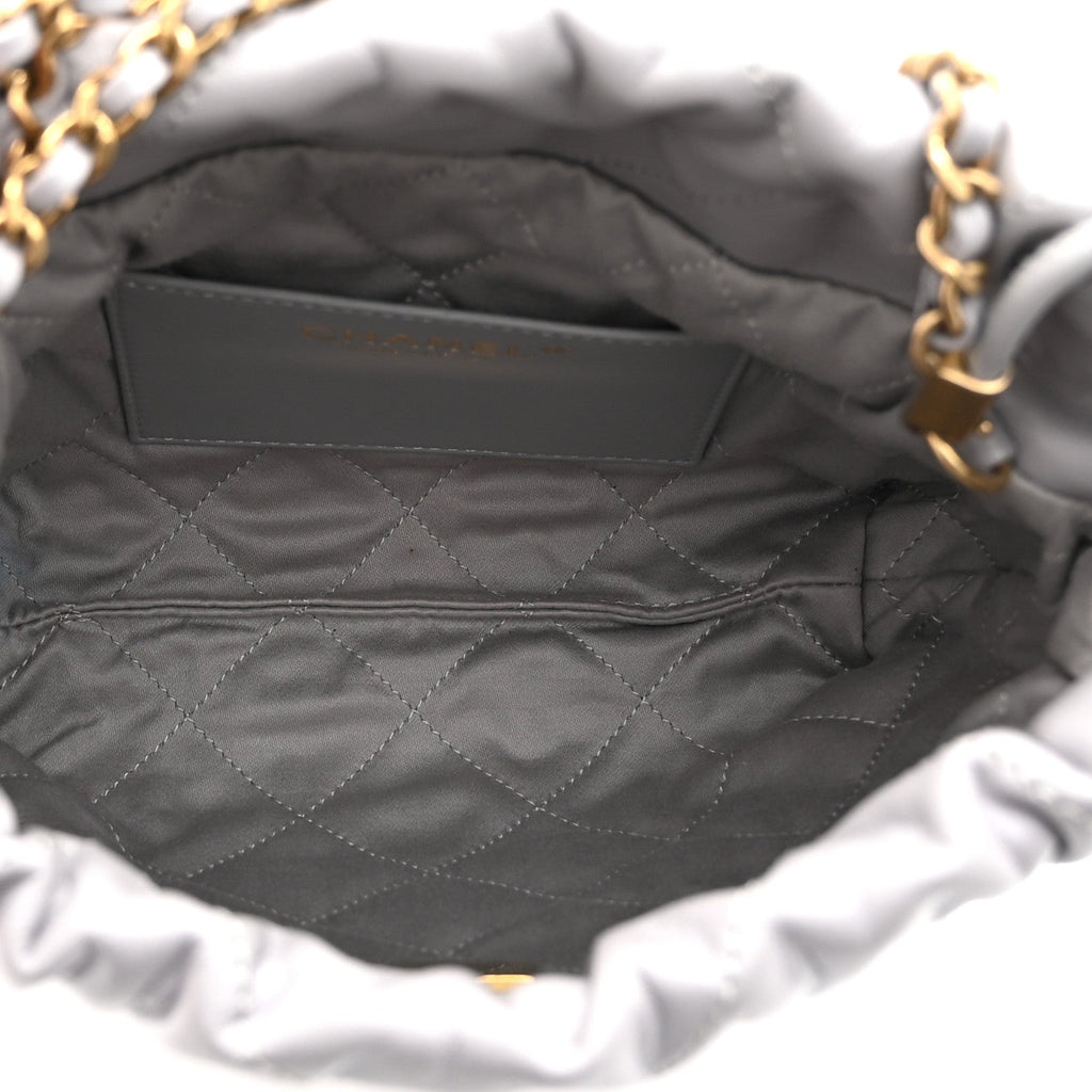 Chanel Shiny Calfskin Quilted Mini Chanel 22 Grey