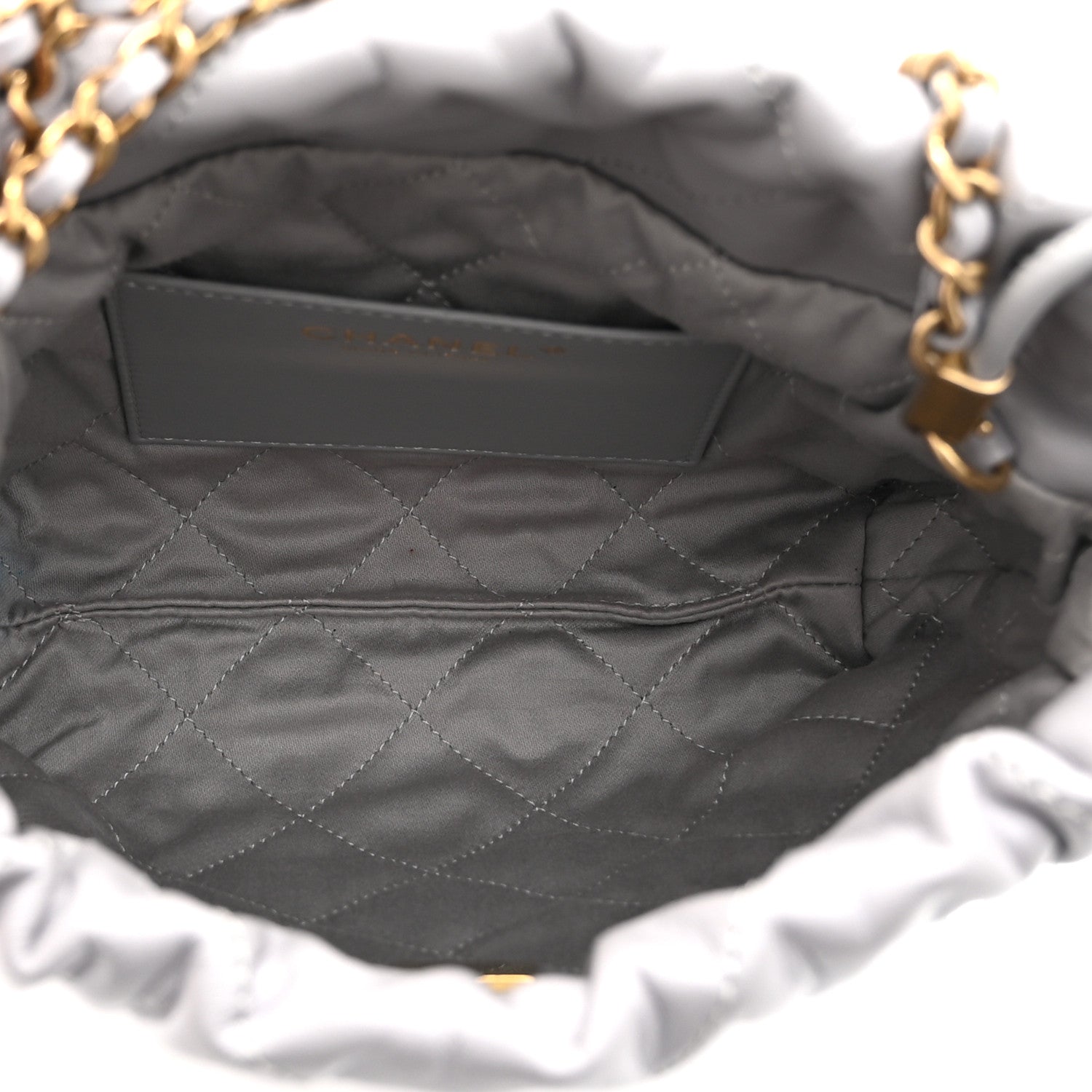Chanel Shiny Calfskin Quilted Mini Chanel 22 Grey