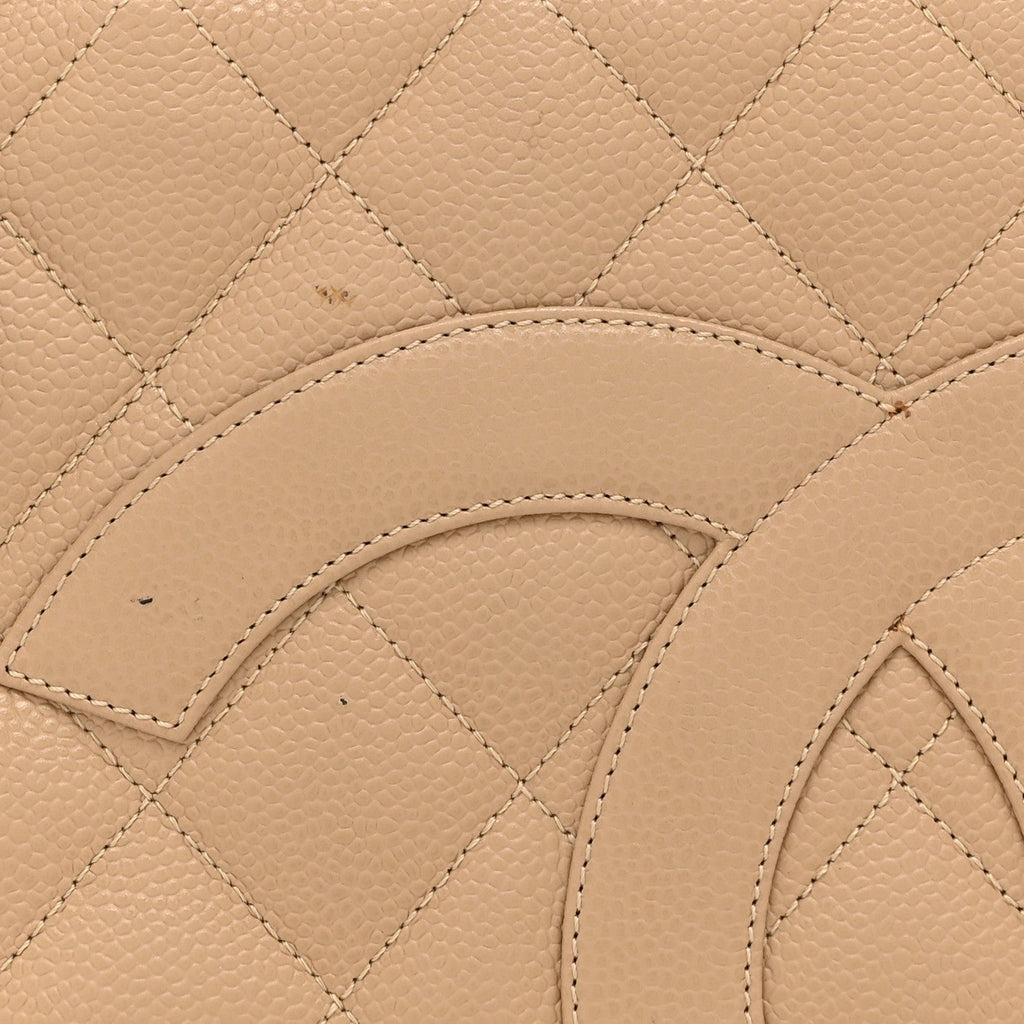 Chanel Caviar Quilted Medallion Tote Beige