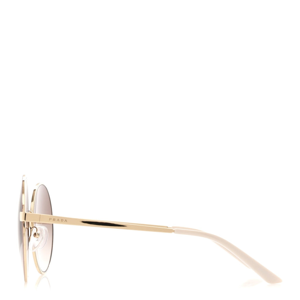 Prada Metal Enamel Oversized Round Sunglasses SPR 59X Pink Gold