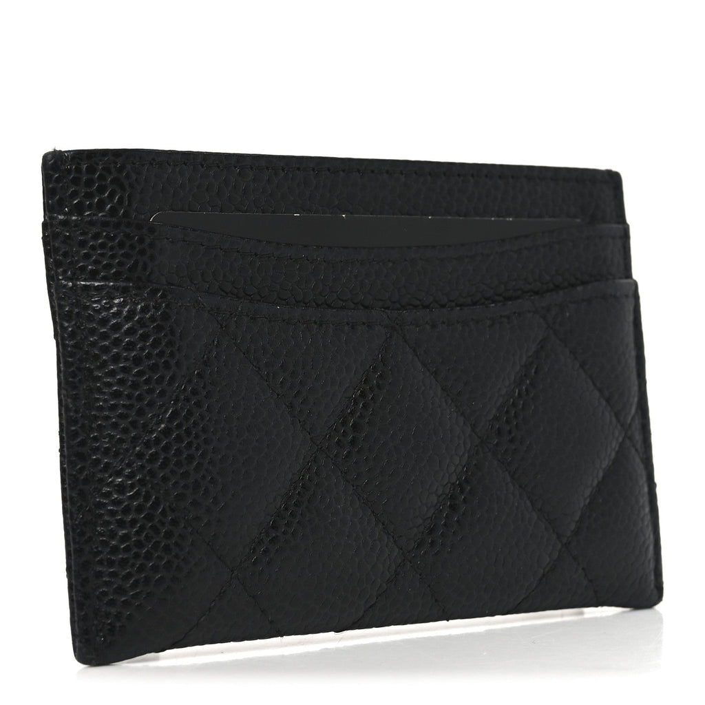 Caviar Quilted Card Holder Black